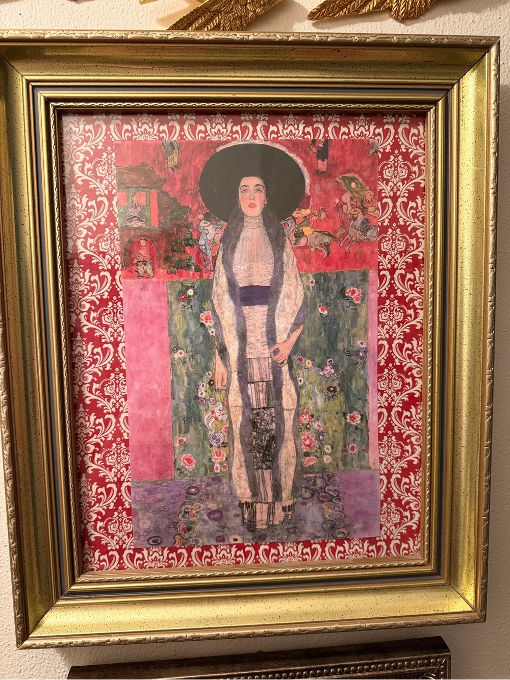 14.5”X17.5” Gustav Klimt Portrait of Adele Bloch-Bauer print in gallery frame